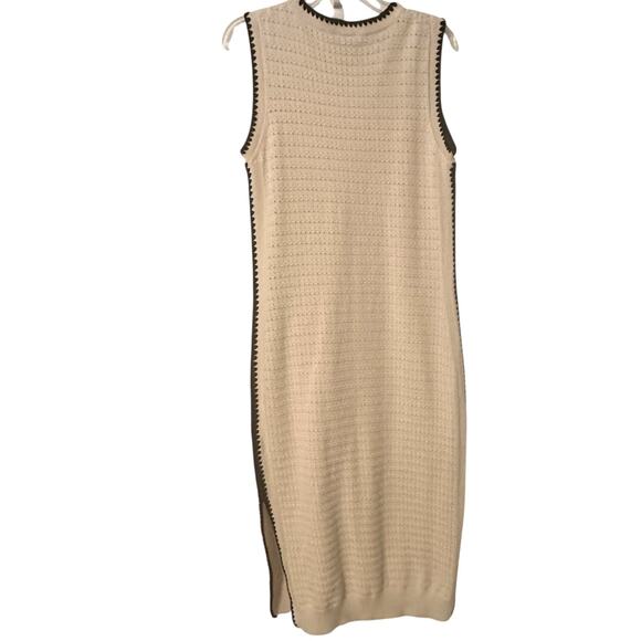 Varley Dwight Tank Knit Sweater Dress Womens Medium Birch Cream Pointelle Midi - Picture 7 of 11